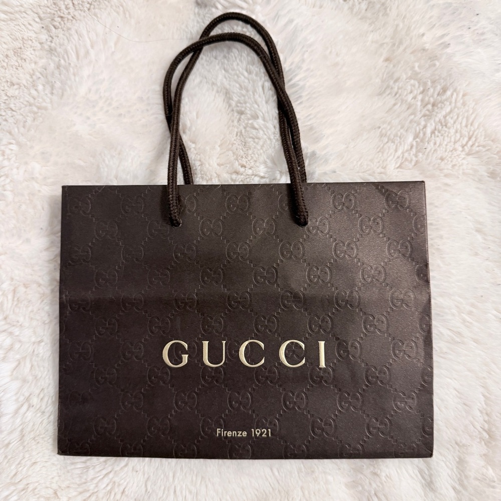 Gucci Dark Brown Logo Small Gift Bag 9x6 inches
